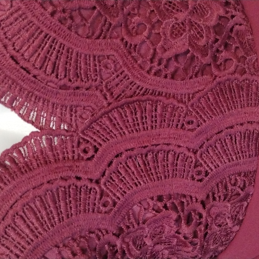NWT Lulus Burgundy Lace Open Back Maxi Gown Romantic Formal Evening Glam Medium - Picture 7 of 14